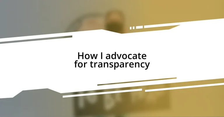 How I advocate for transparency